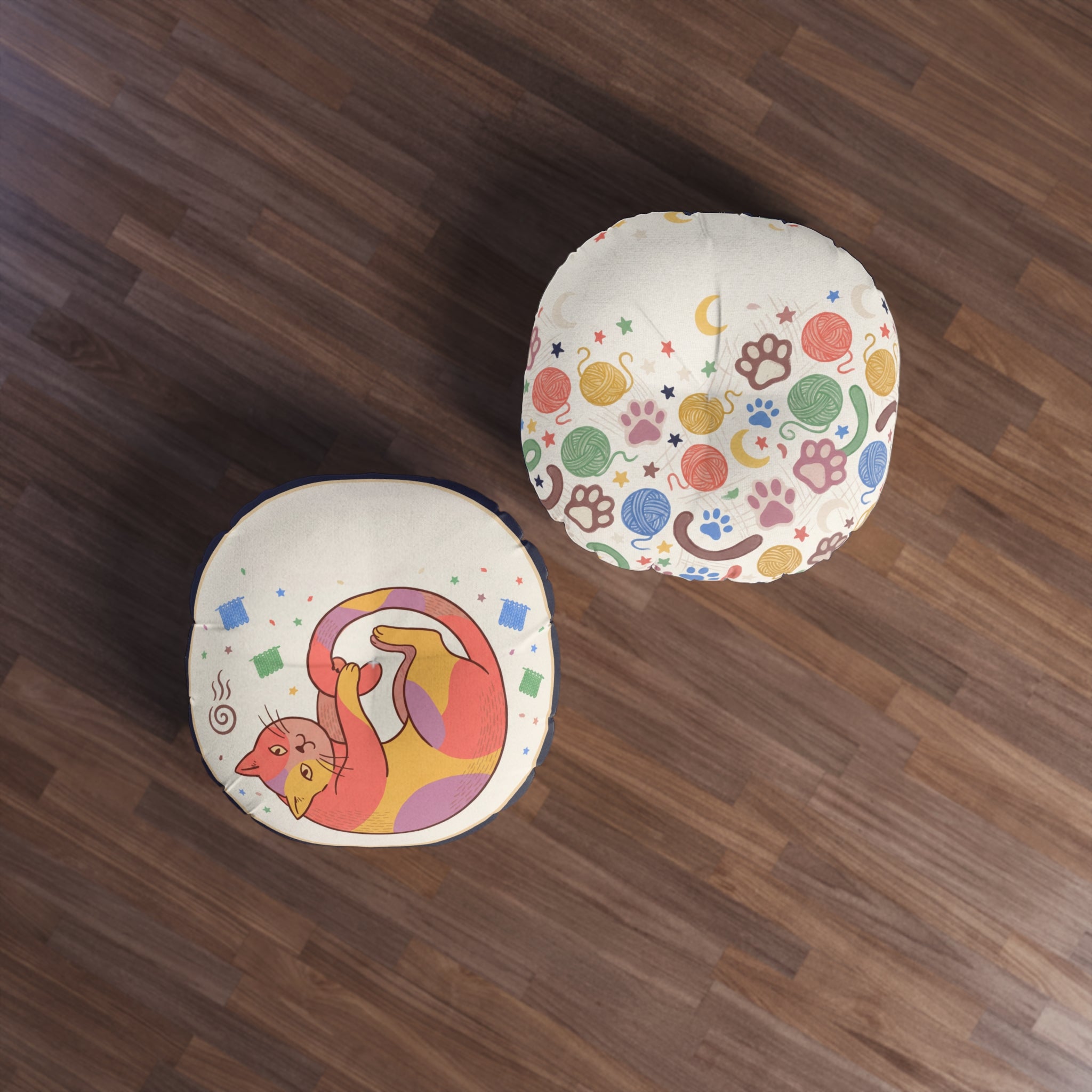 Boho Cozy Cat Floor Pillow Winter Crescent