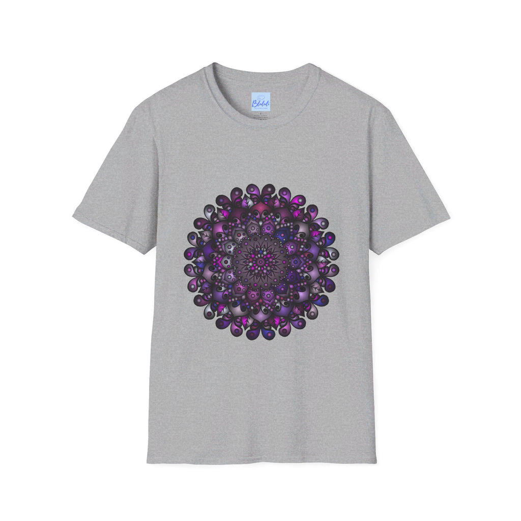 Colorful and intricate handmade mandala art design on a softstyle t-shirt