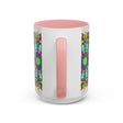 A beautiful and serene mandala art mug with colorful designs and patterns