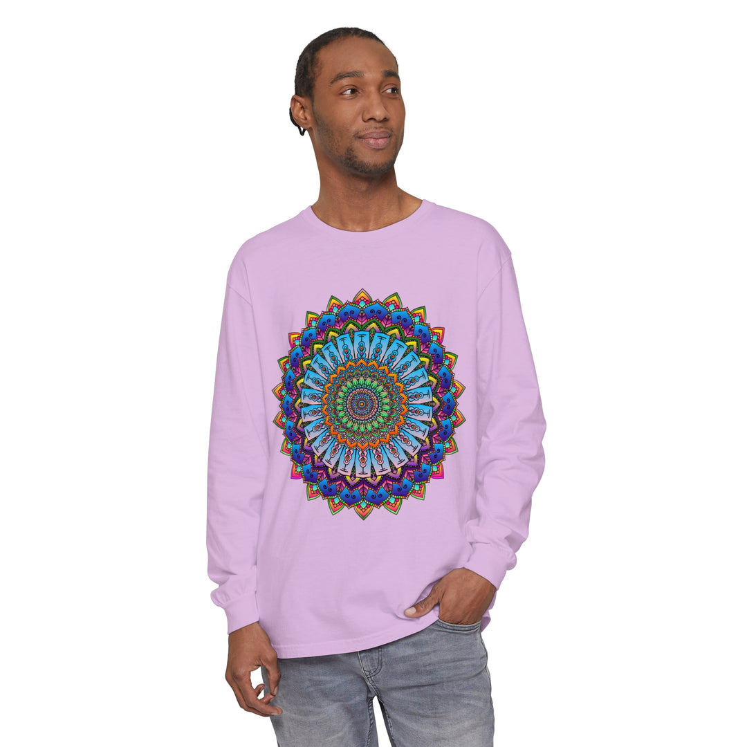 Stunning mandala design on unisex long sleeve t-shirt