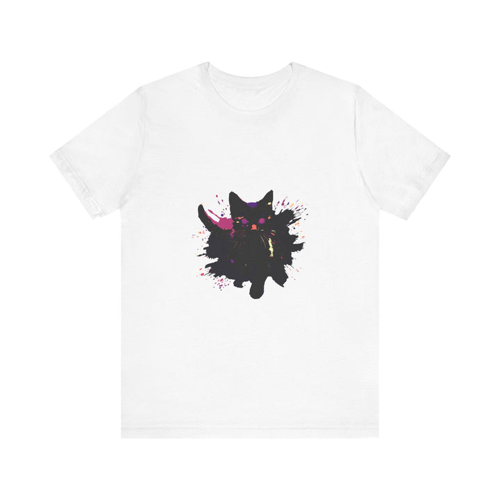 Black Cat Mystery T-Shirt - Bold & Colorful, featuring a vibrant, eye-catching design with a mysterious black cat motif