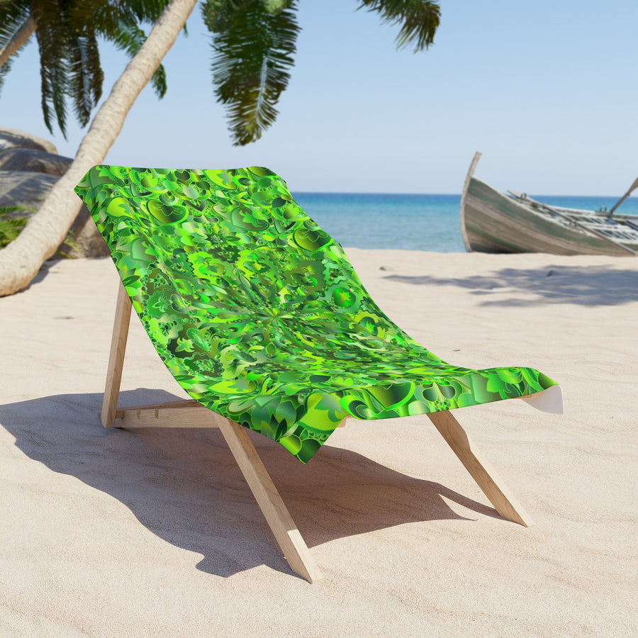 Telo Mare Caleidoscopio Sfumature di Verde — Vibrante Design Mandala Verde
