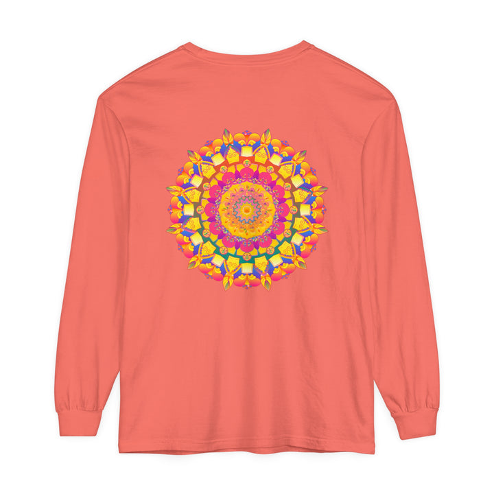 Vibrant and intricate mandala design long sleeve t-shirt with psychedelic art