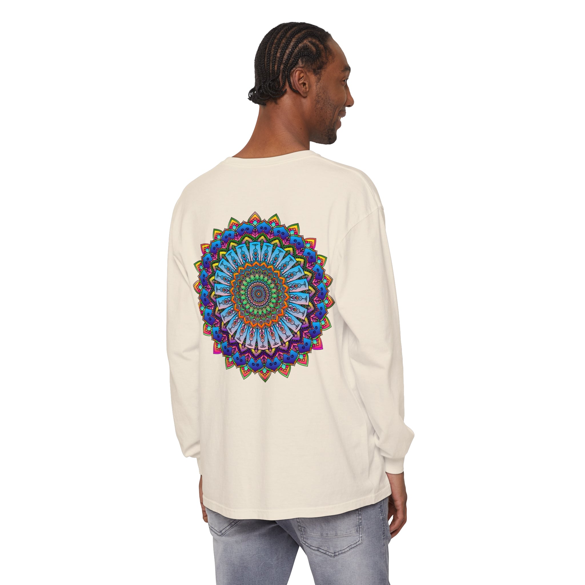 Colorful and intricate mandala design long sleeve t-shirt for men and women