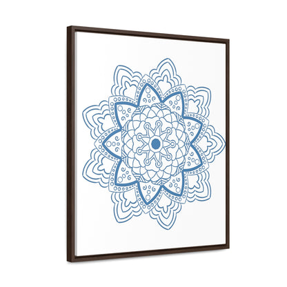 Beautiful steel blue mandala handmade art on gallery canvas wraps