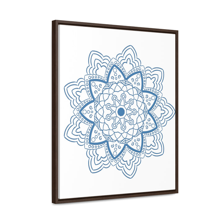 Beautiful steel blue mandala handmade art on gallery canvas wraps