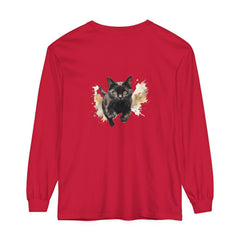 Black Cat Watercolor Sprint Unisex T-Shirt featuring a vibrant watercolor print of a black cat running, perfect for animal lovers and art enthusiasts