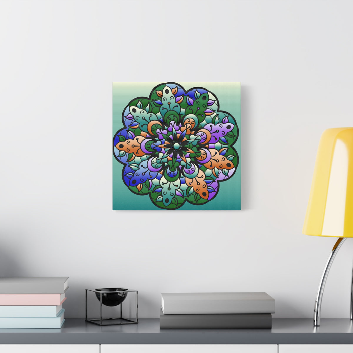 Floral Mandala Matte Canvas Print — Colorful Stretched Wall Art