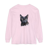 Black Cat Watercolor Mystical Long Sleeve T-Shirt with beautiful watercolor cat design