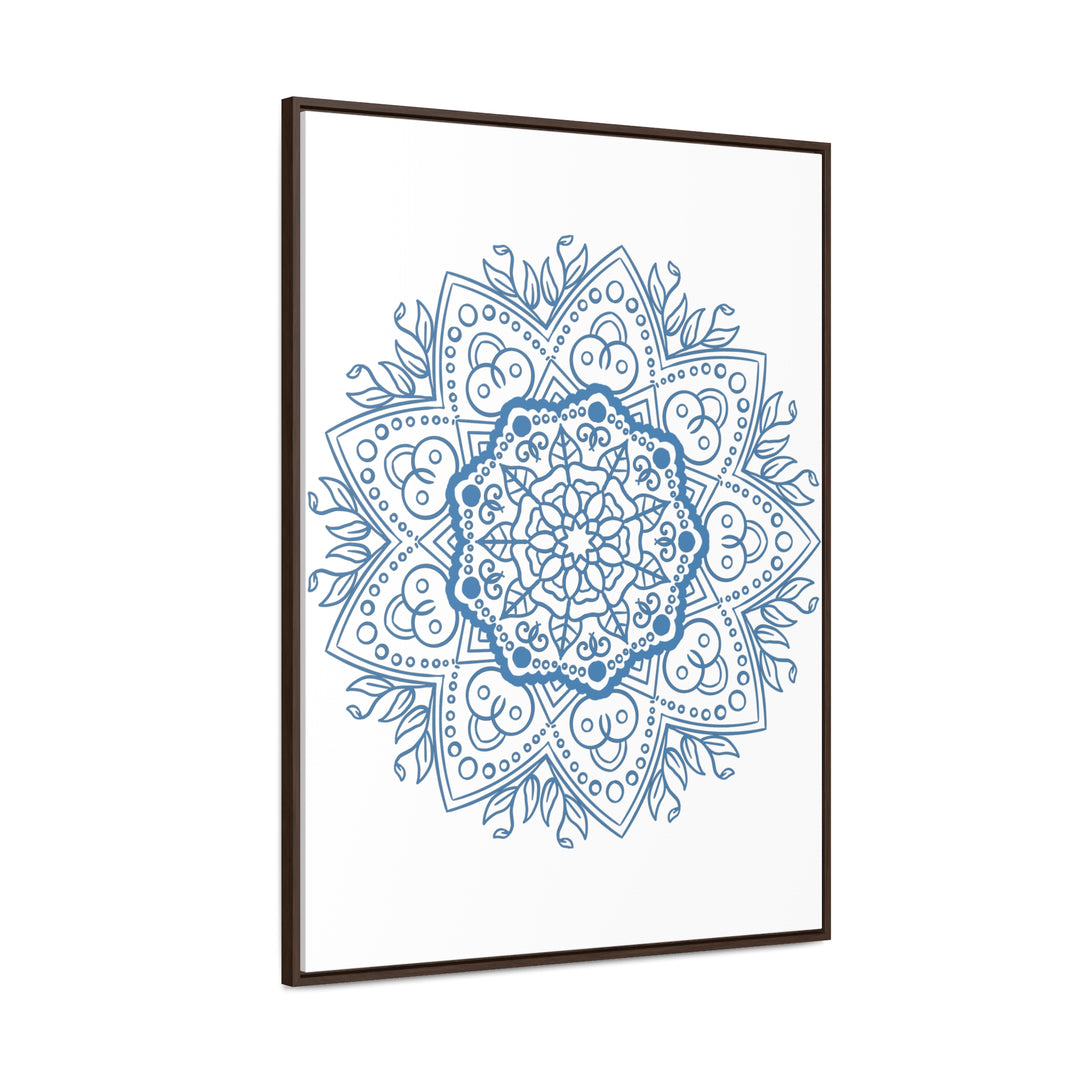 Handmade steel blue Mandala Design Wall Art on gallery canvas wraps