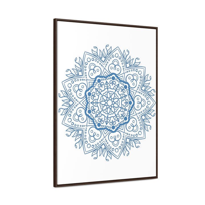 Handmade steel blue Mandala Design Wall Art on gallery canvas wraps