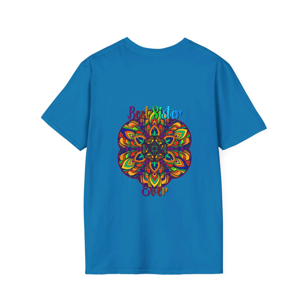 Hand-drawn mandala art gift for sister unisex softstyle t-shirt with intricate design