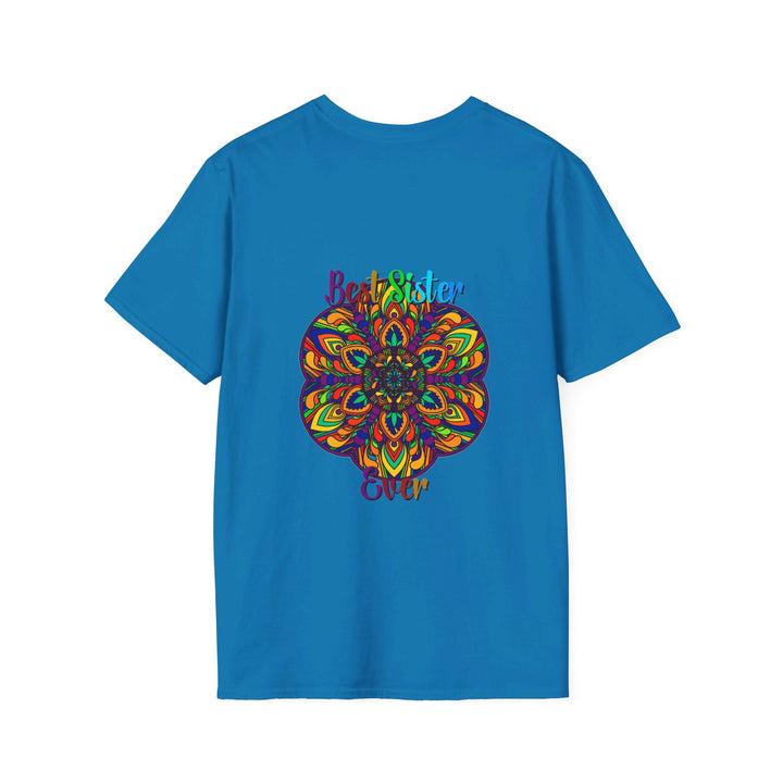 Hand-drawn mandala art gift for sister unisex softstyle t-shirt with intricate design