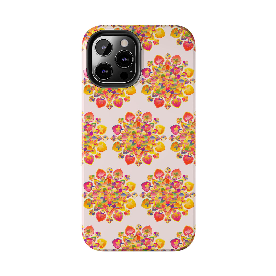 Phone Case - Hand-Drawn Mandala Art - Light Pink Long Description 56