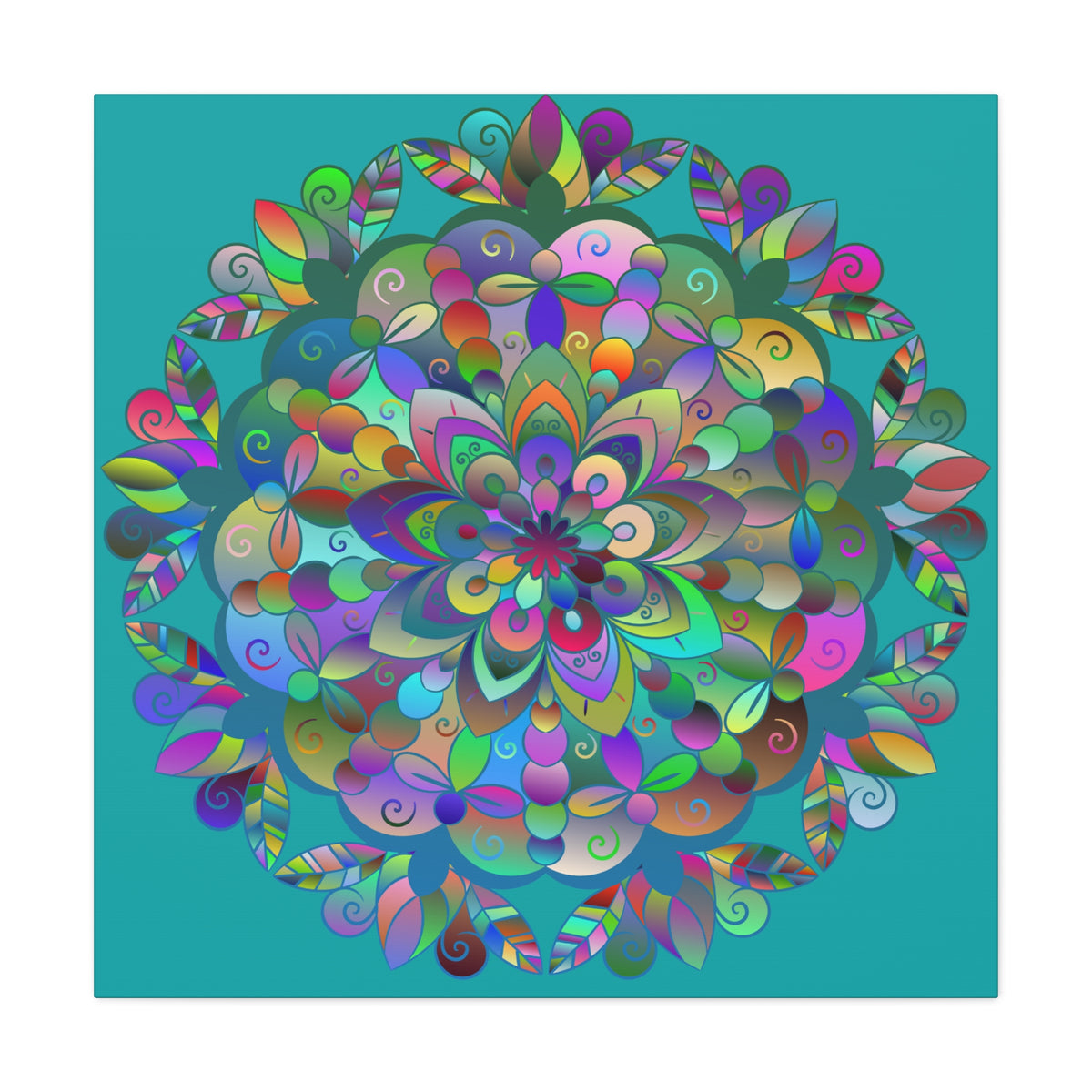 Colorful Floral Mandala Matte Canvas Wall Art — Stretched 1.25"