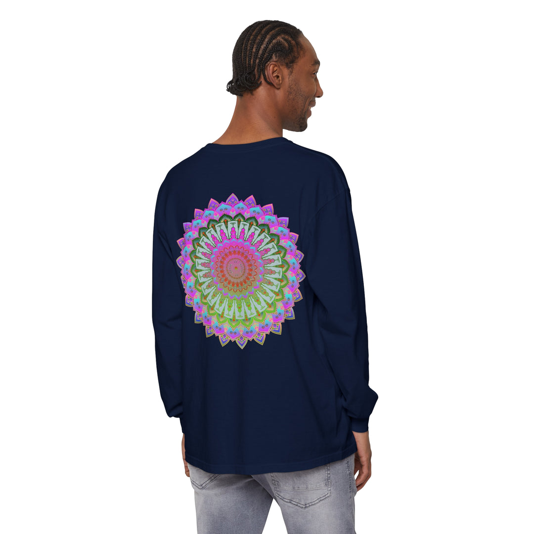 Colorful and intricate mandala design long sleeve t-shirt for all genders