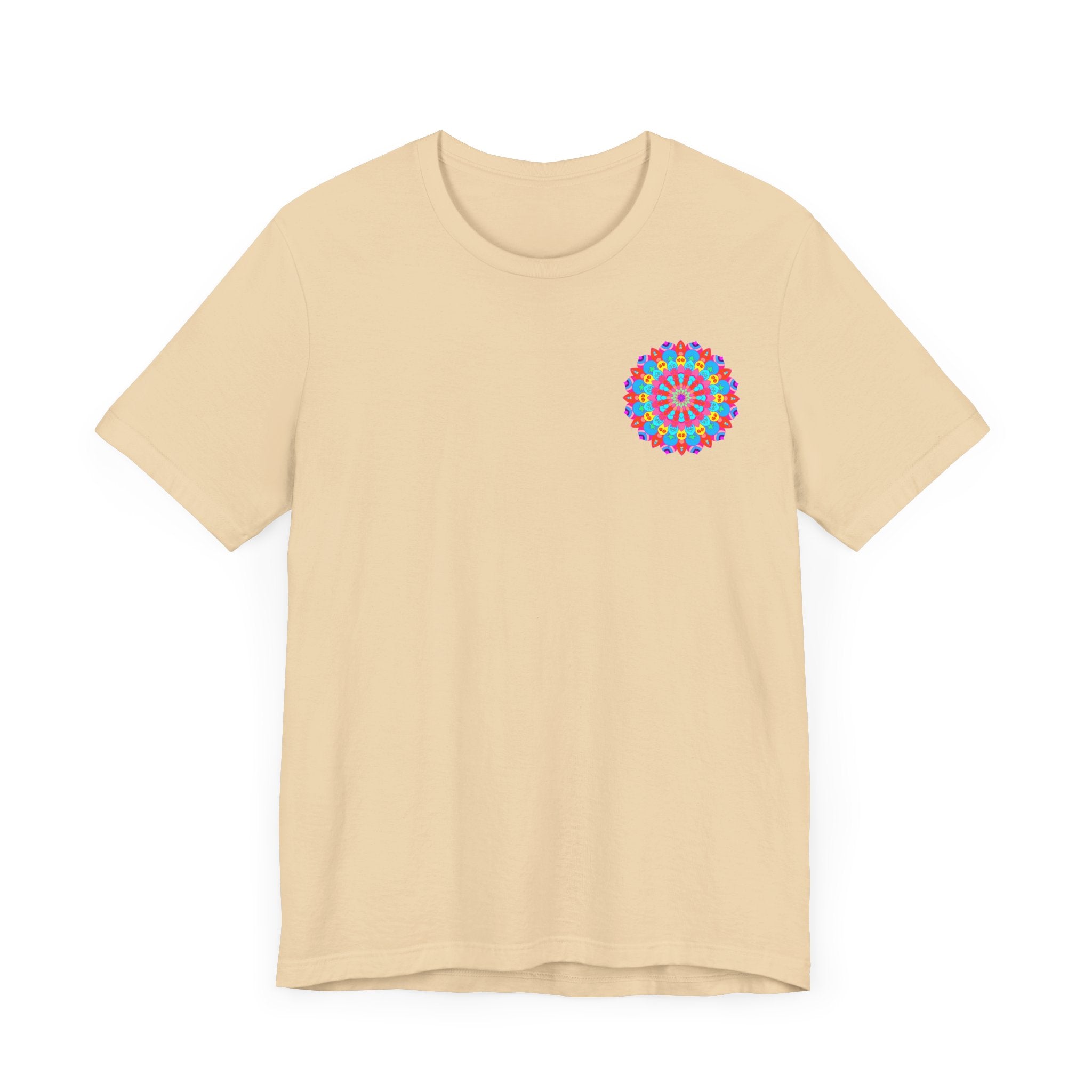 A vibrant mandala tee featuring intricate designs symbolizing spiritual peace and harmony