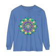 Colorful, detailed mandala pattern adorns this long sleeve t-shirt