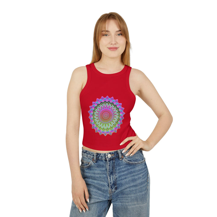 Vibrant Mandala Racerback Tank Top in a flattering and flowy silhouette