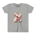 Youth Tee - Cartoon Sheeps Hugging Heart, Cute and Lovely Design