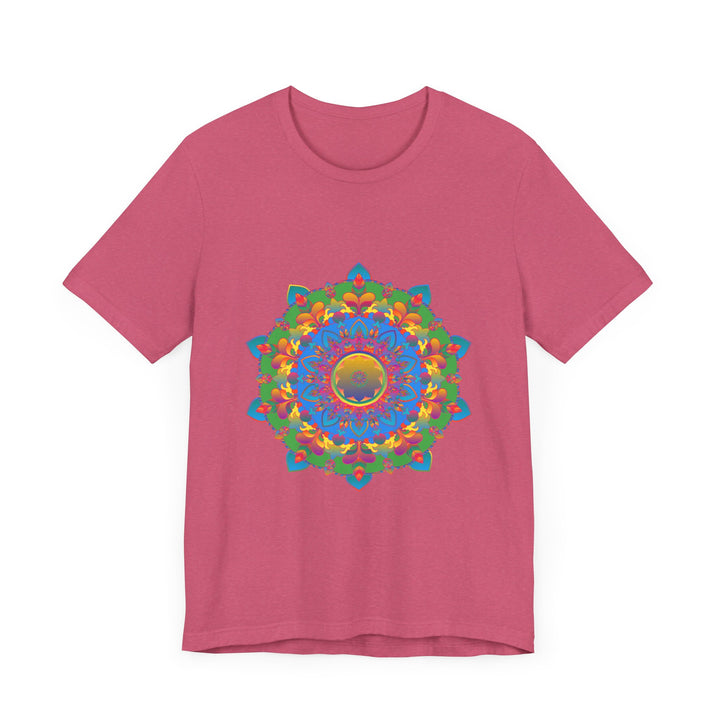 Colorful mandala t-shirt featuring an intricate and vibrant design perfect for adding a pop of color to your wardrobe