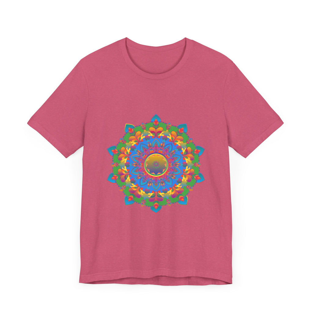 Colorful mandala t-shirt featuring an intricate and vibrant design perfect for adding a pop of color to your wardrobe