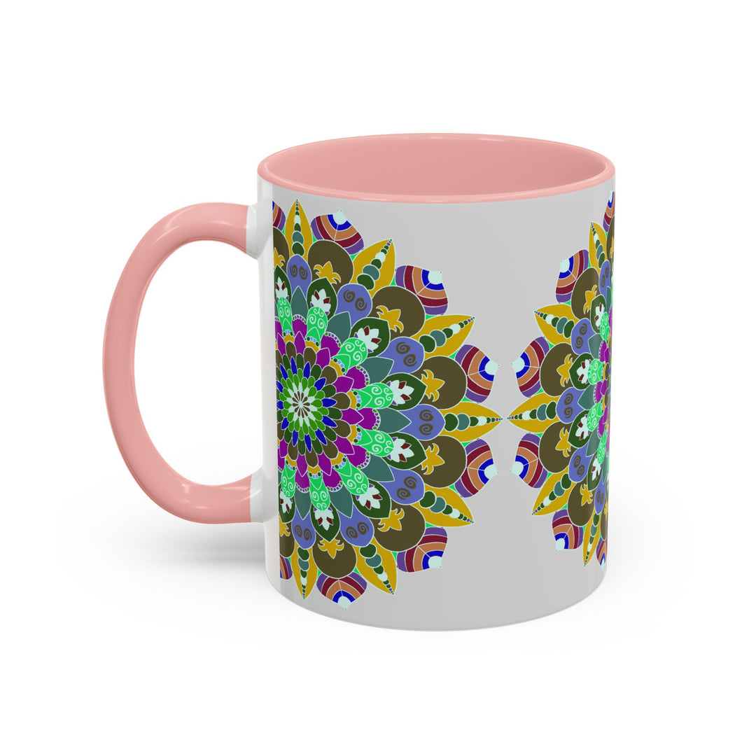 A beautiful, hand-painted Mandala Art Mug, featuring vibrant and calming colors