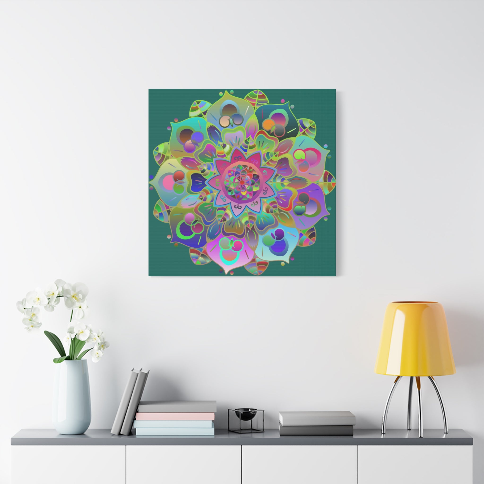 Vibrant Mandala Matte Canvas Wall Art — Colorful Boho Stretched Canvas