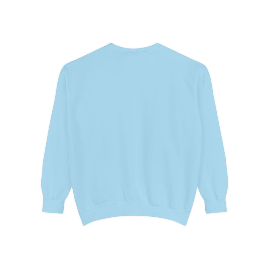 Beautiful blue and green mandala sweatshirt with intricate design and vibrant colors