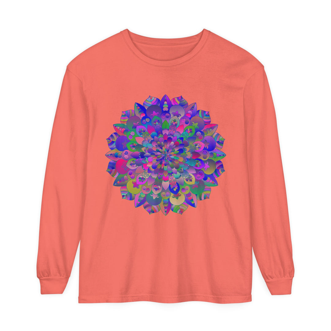 Colorful mandala design long sleeve t-shirt for a stylish and vibrant look