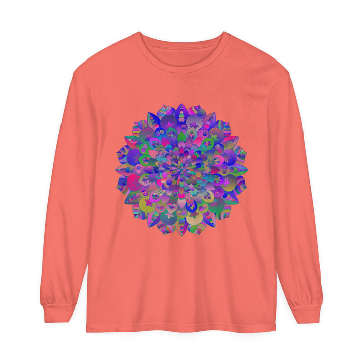 Colorful mandala design long sleeve t-shirt for a stylish and vibrant look