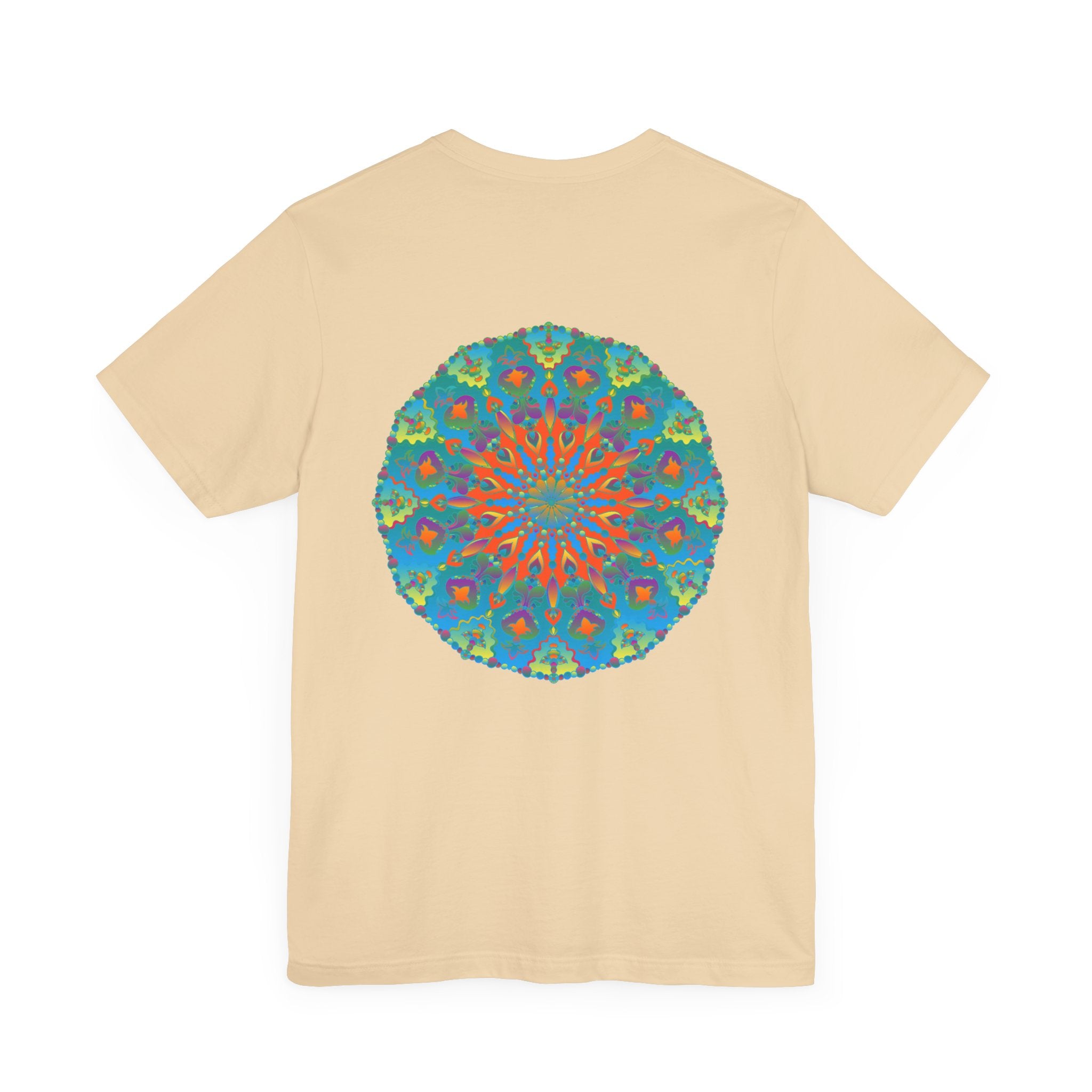 Colorful mandala tee with intricate design, representing spiritual peace and harmony for a sense of tranquility and balance in life