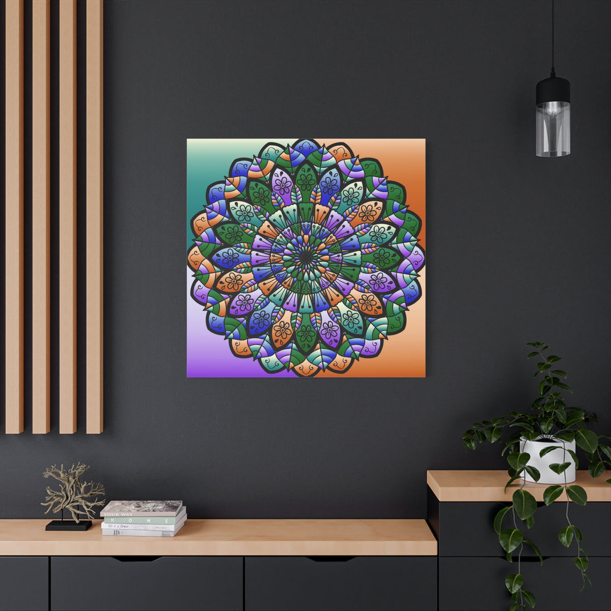 Colorful Mandala Wall Canvas — Stretched Matte Art