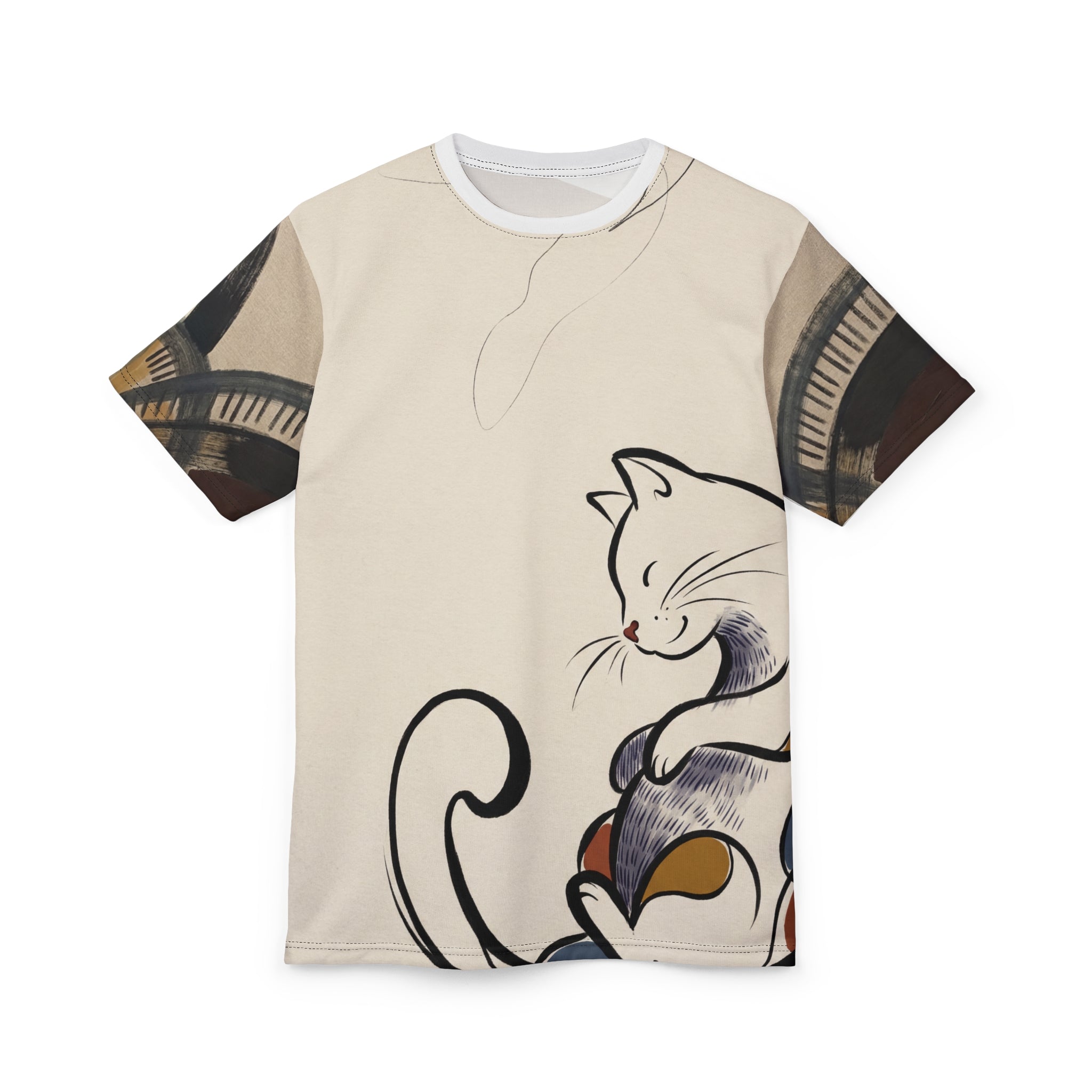 Introvert Cat Curled Minimal Line Art