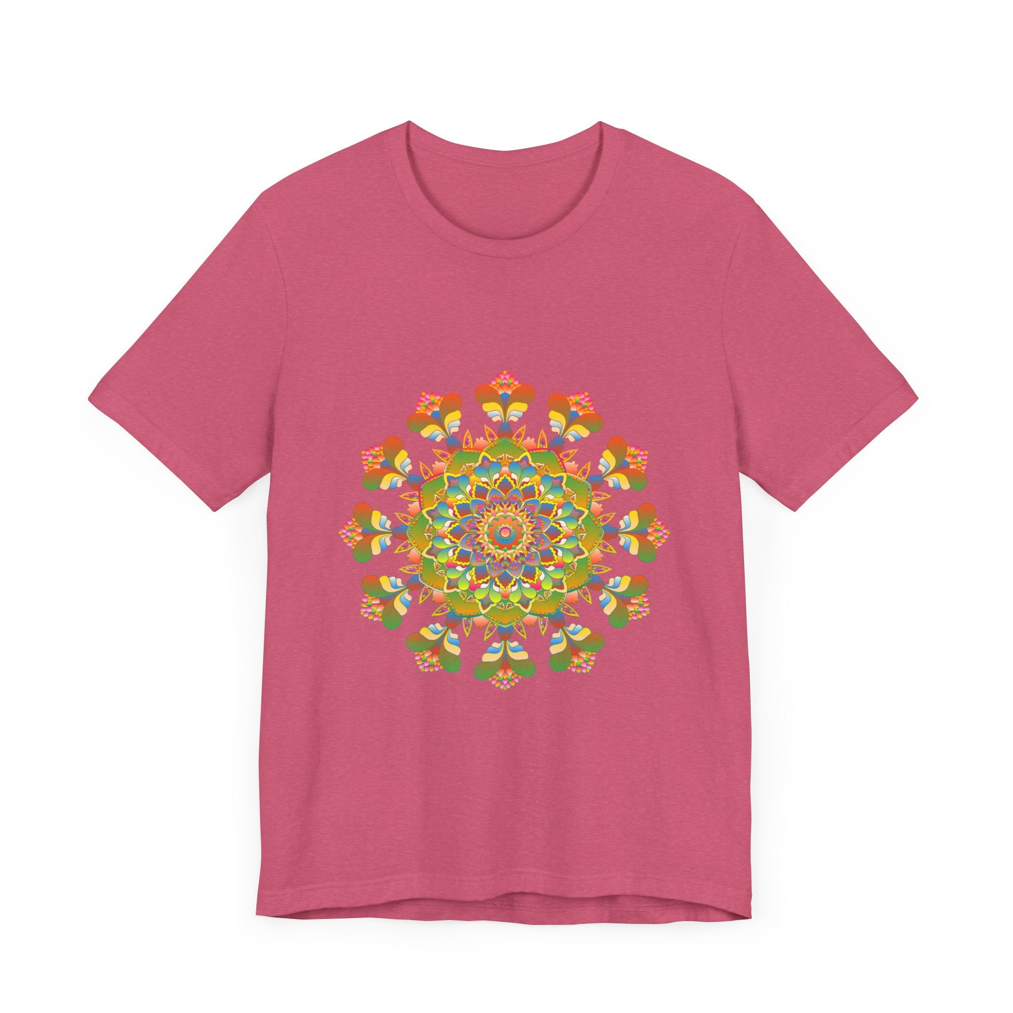 Vibrant Mandala Tee featuring intricate and colorful design, perfect for bohemian fashion lovers