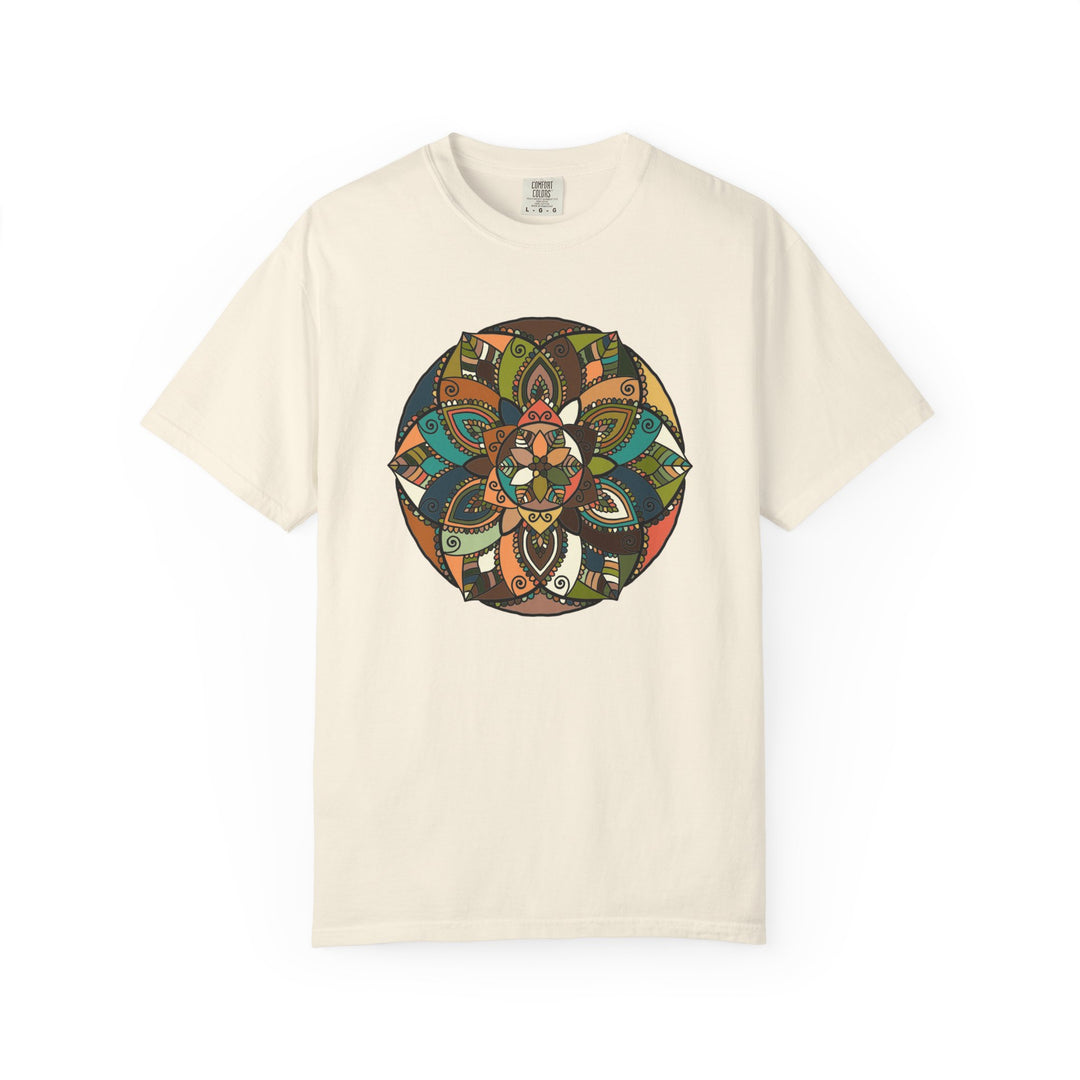 Mandala Earth Flora T-Shirt — Earthy Tones Geometric Art Tee
