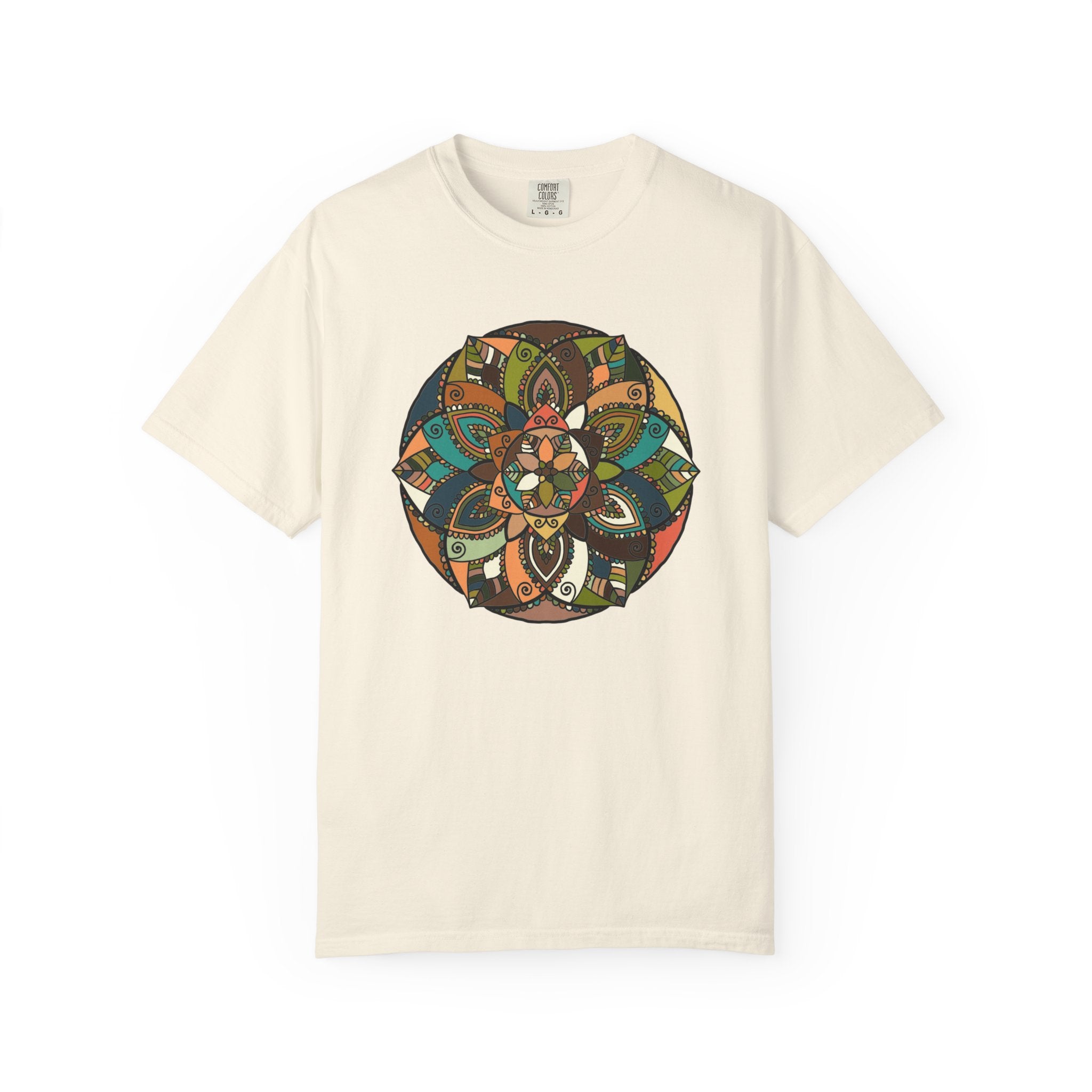 Mandala Earth Flora T-Shirt — Earthy Tones Geometric Art Tee