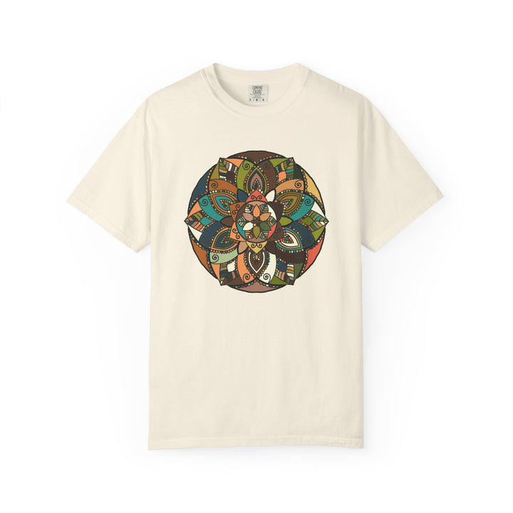 Mandala Earth Flora T-Shirt — Earthy Tones Geometric Art Tee