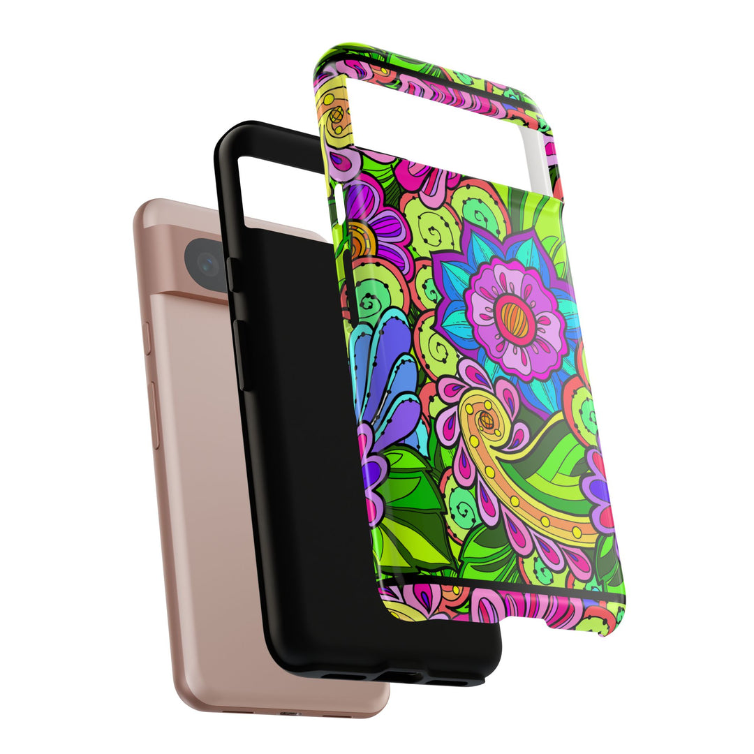 Floral Fantasy iPhone and Google Pixel Case in Bright Green Palette