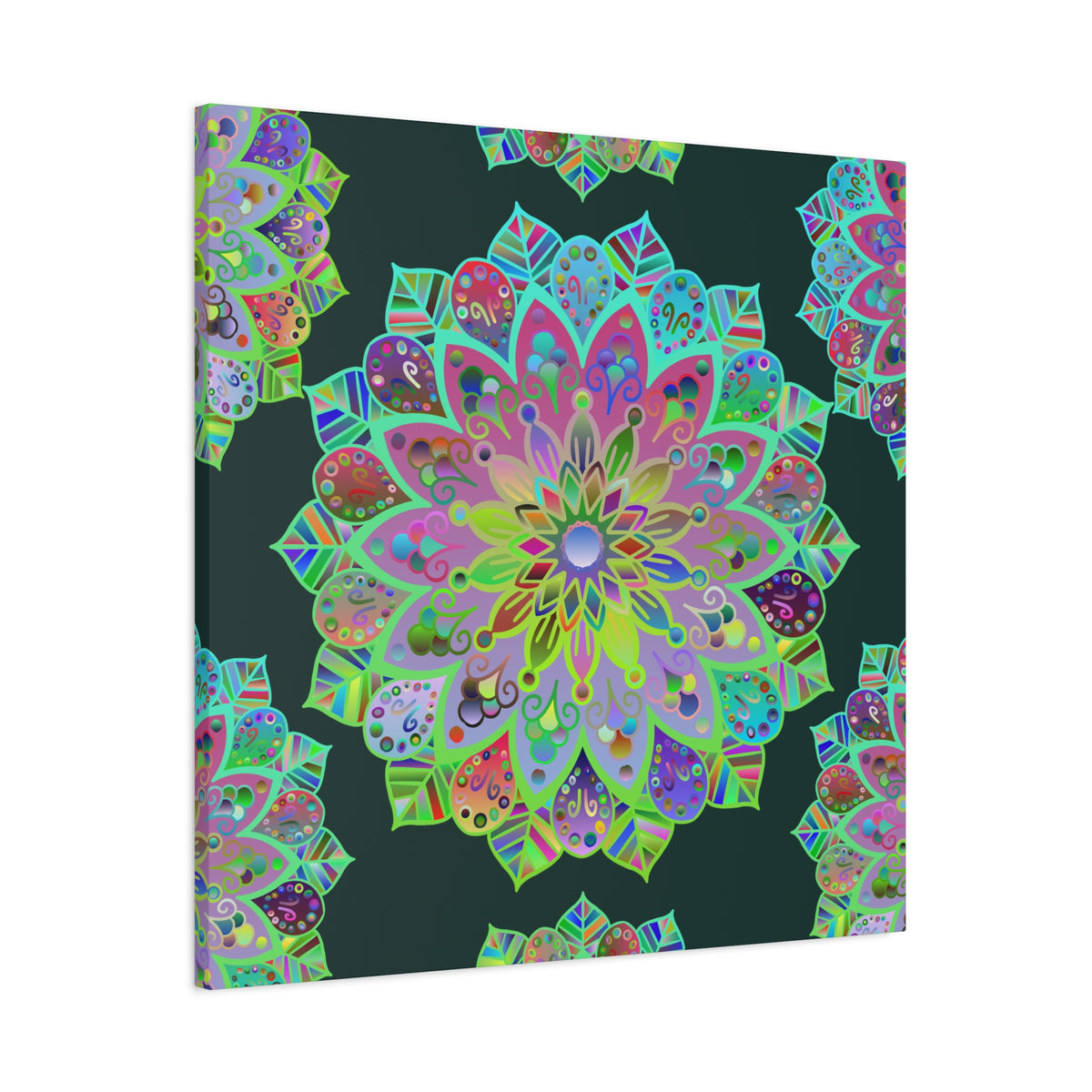 Vibrant Mandala Matte Canvas Wall Art — Colorful Floral Boho Stretched Print