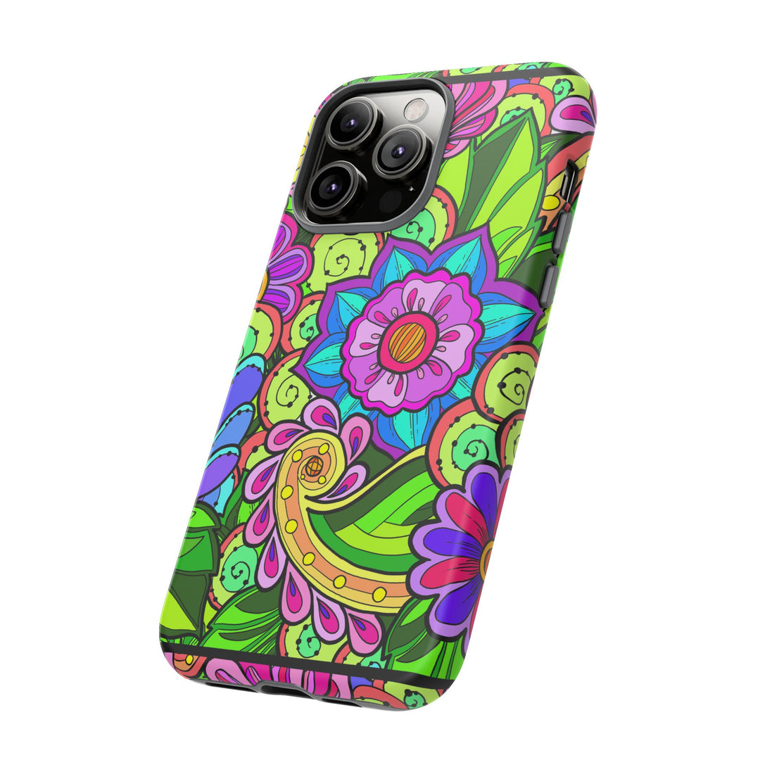 Floral Fantasy iPhone and Google Pixel Case in Bright Green Palette
