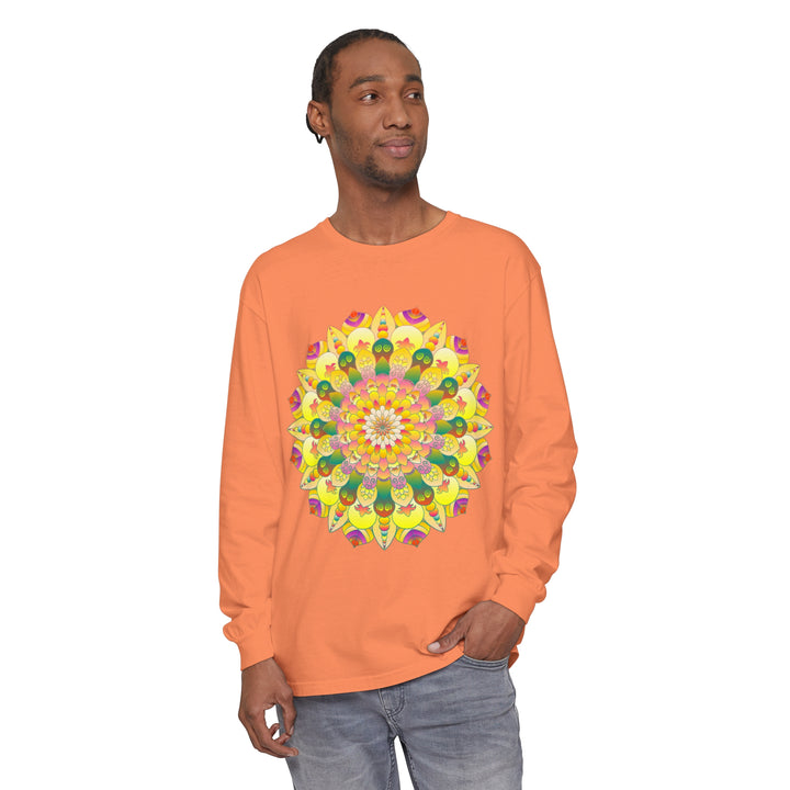 Colorful and intricate mandala design long sleeve t-shirt for all genders