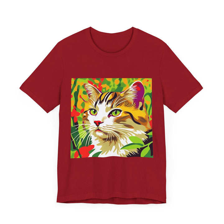 Colorful Savana Cat T-Shirt with a vibrant animal design in various shades and patterns, perfect for cat lovers and animal enthusiasts