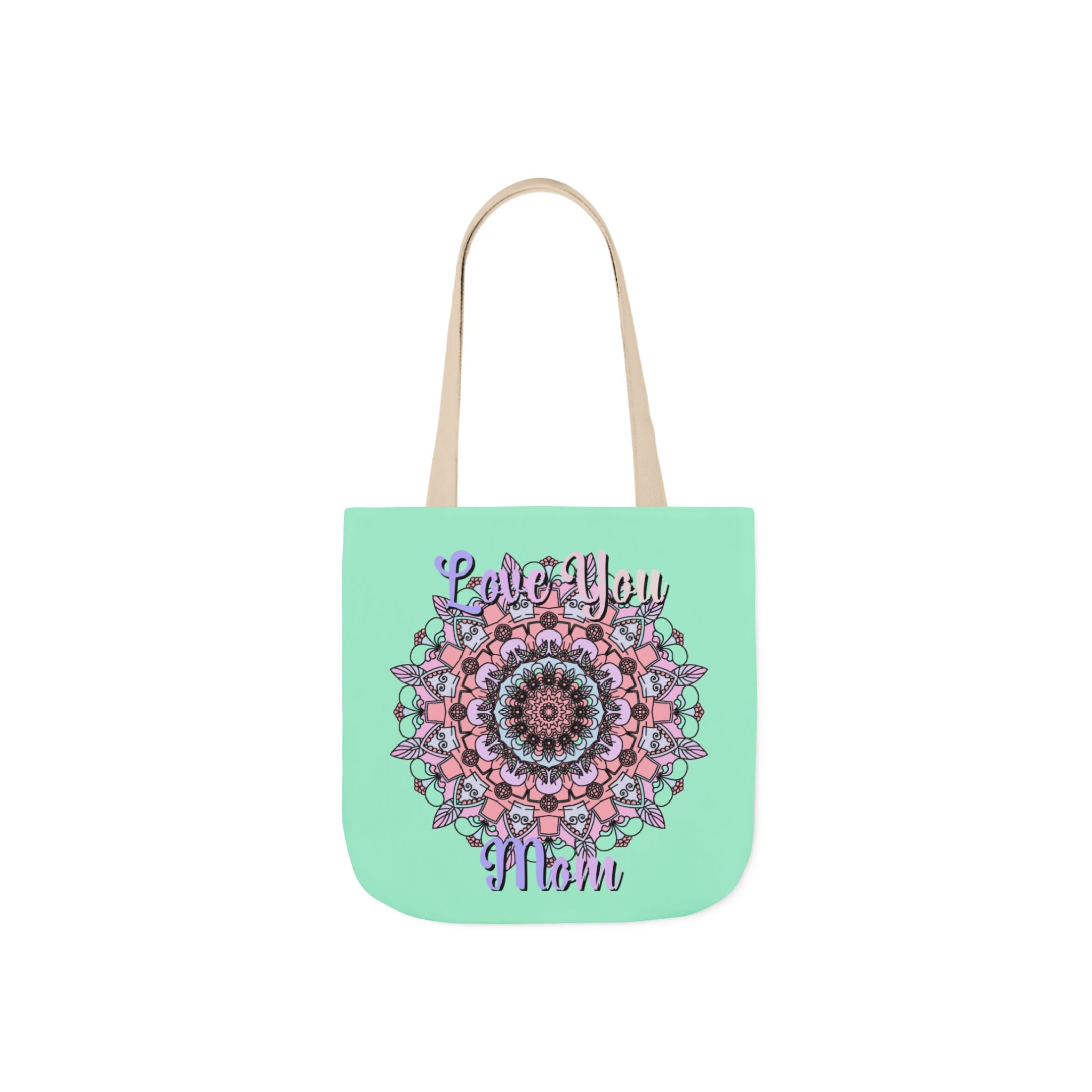 Borsa in tela "Ti voglio bene, mamma" con mandala - Regalo floreale per la festa della mamma