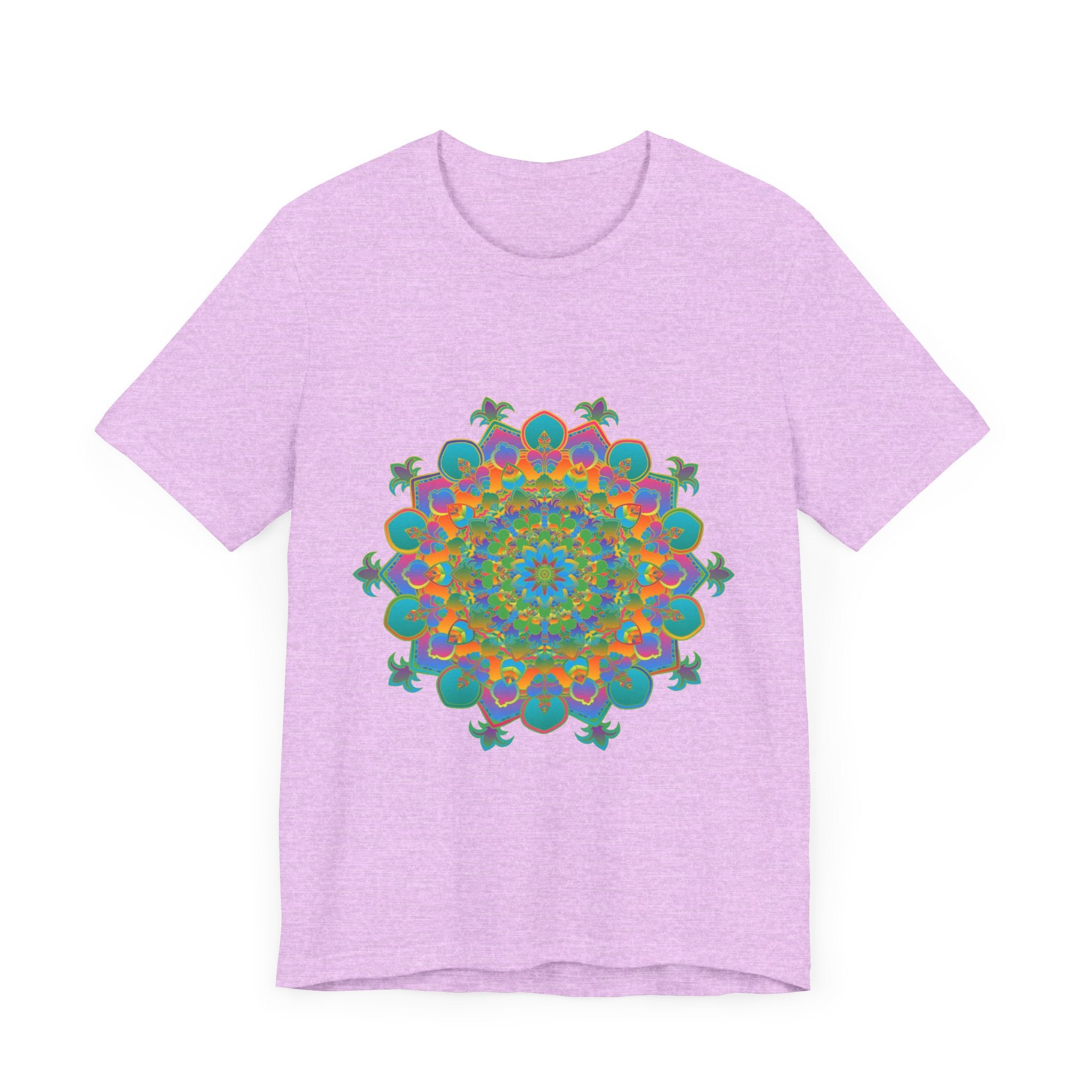 Vibrant Mandala Tee featuring a beautiful circular floral design in bright colors
