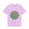 Vibrant Mandala Tee featuring a beautiful circular floral design in bright colors