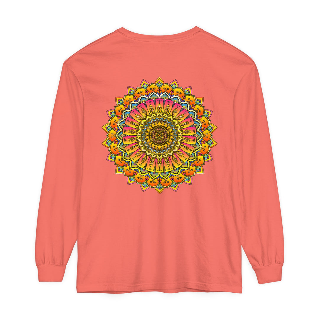 Vibrant and colorful mandala design long sleeve t-shirt for all genders