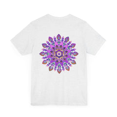 Beautiful purple mandala t-shirt with intricate spiritual design promoting peace and harmony for a calming and tranquil vibe