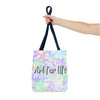 Colorful mandala tote bag with intricate design and inspiring 'Art for Life' quote, perfect for carrying daily essentials in style