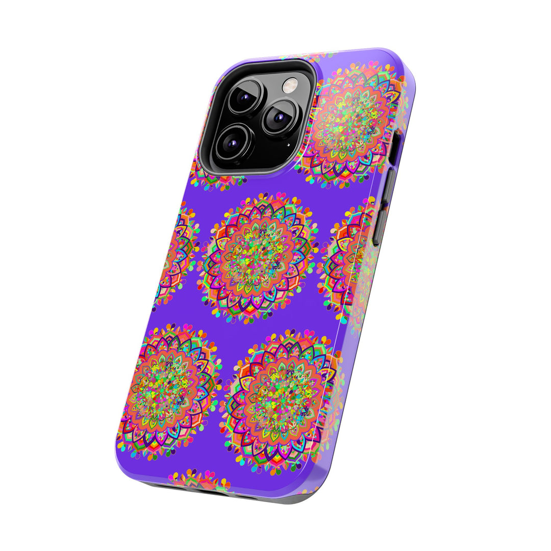 Hand drawn small purple mandala art phone case designed for iPhone X and XS